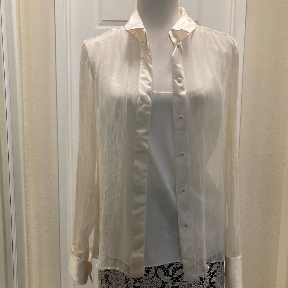 St John Couture ivory silk blouse